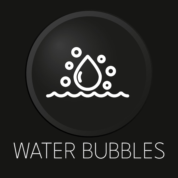 Burbujas de agua icono de línea de vector mínimo en botón 3D aislado sobre fondo negro Vector Premium