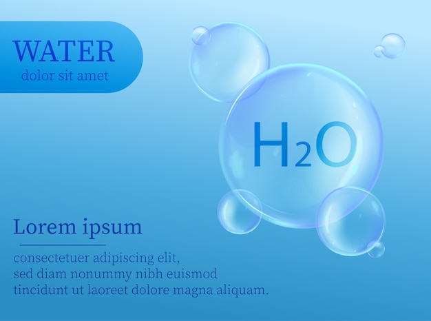 Burbujas de agua realistas que anuncian la composición