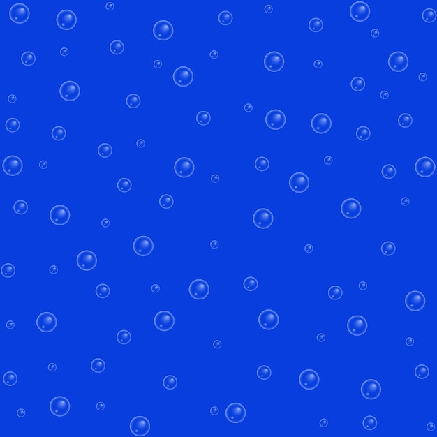 Burbujas en el agua sobre fondo azul de patrones sin fisuras ilustración vectorial