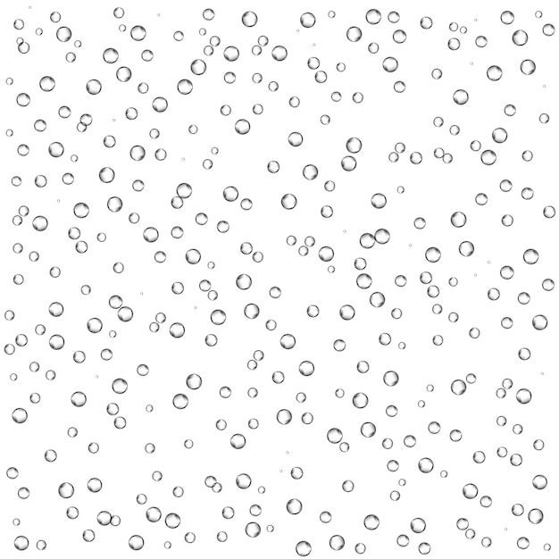 Las burbujas de aire de oxígeno fluyen en el agua sobre un fondo blanco
