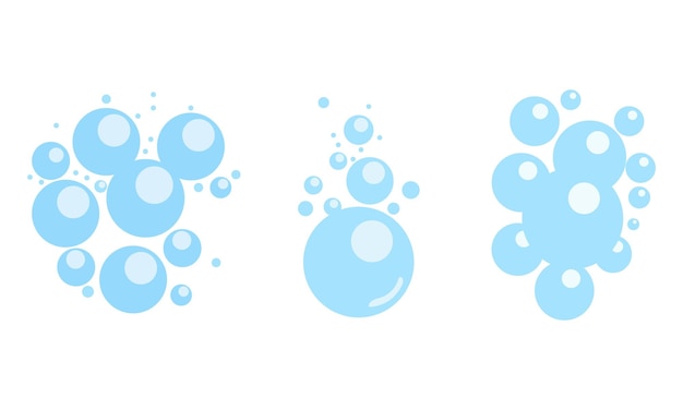 Burbujas de aire planas, espuma de jabón, burbujas de oxígeno, elementos de diseño vectorial