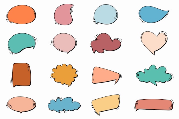 Burbujas de chat retro para seleccionar texto en colores bohemios Marcos de habla en estilo de dibujos animados