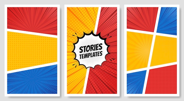 Burbujas de discurso cómico. Elementos de la página de cómic. Colección de efectos de nubes de arte pop. Ilustración de diseño gráfico vectorial