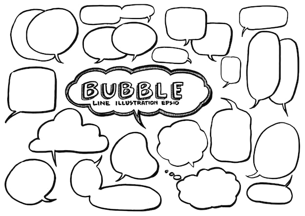 Burbujas de discurso cómico en estilo doodle