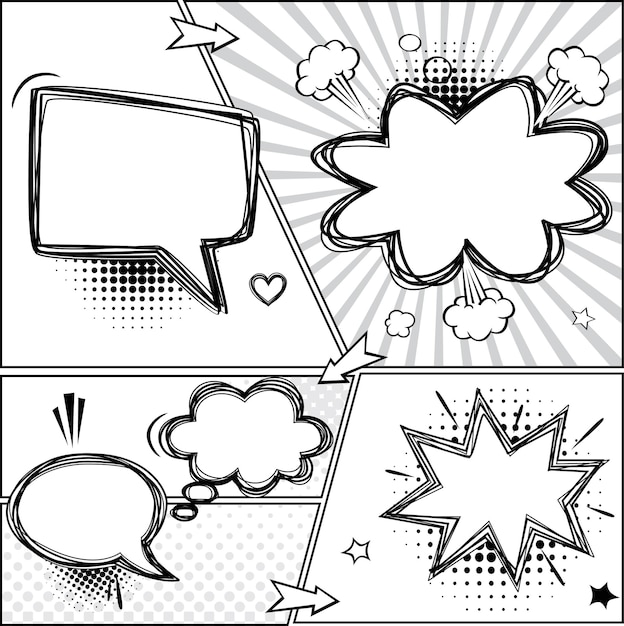 Burbujas de discurso cómico y tira cómica vector retro comic book speech bubbles vector illustration