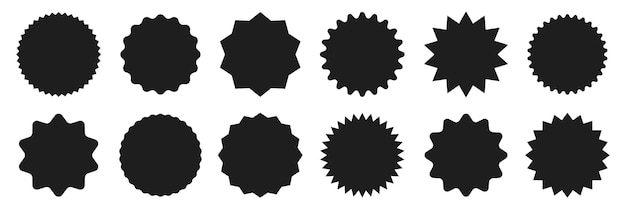 Burbujas de discurso de explosión estelar Conjunto de venta de etiqueta de precio negro o insignias de explosión de sol de etiqueta icono vectorial
