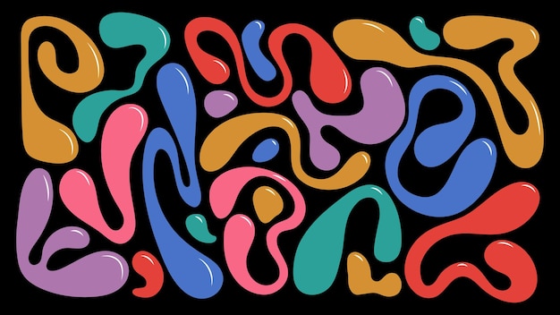 Burbujas y gotas onduladas coloridas en el estilo trendy y2k Estilo trendy abstracto Forma de mancha orgánica líquida