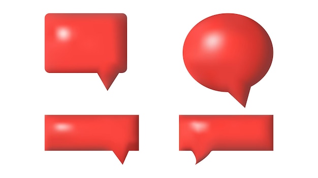 Burbujas de habla 3D de diferentes formas icono de mensaje