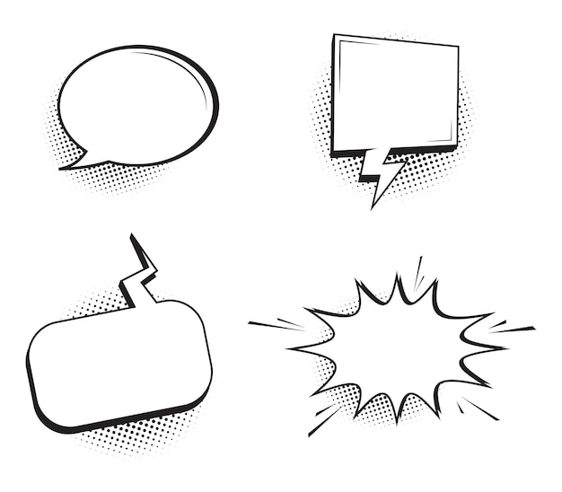 Las burbujas de habla cómica de fondo de puntos de medio tono