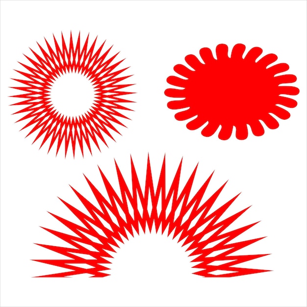 Burbujas de habla de estallido de estrellas Conjunto vectorial de íconos de estellido de sol