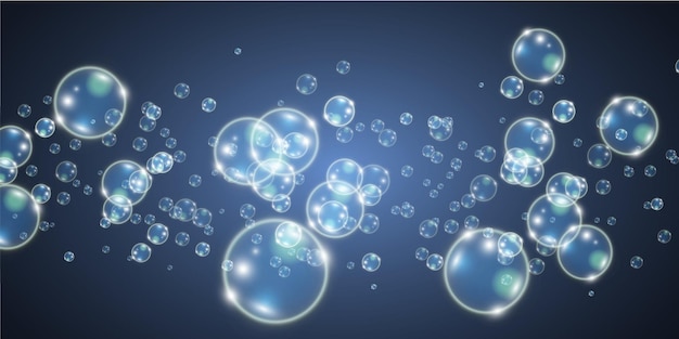 Burbujas hermosas blancas en una ilustración de vector de fondo transparente. Burbuja.
