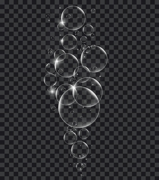 Burbujas de jabón o agua en el elemento de diseño vectorial de fondo de transparencia EPS10 ilustración