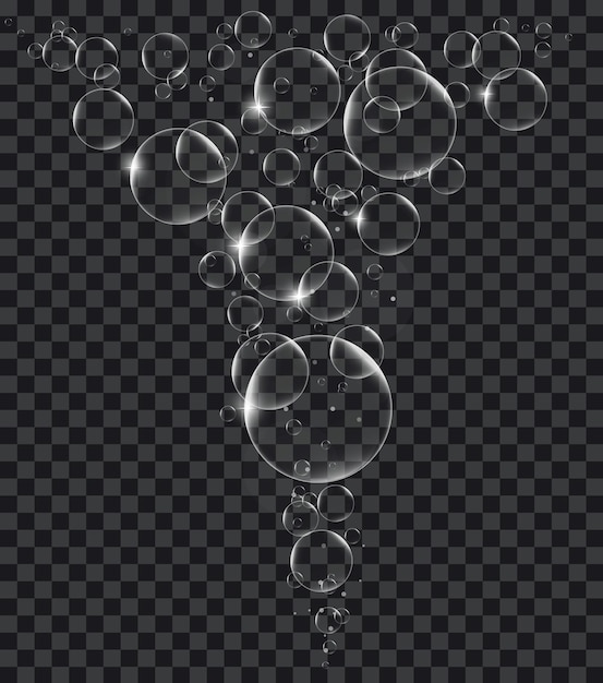 Burbujas de jabón o agua en el elemento de diseño vectorial de fondo de transparencia EPS10 ilustración