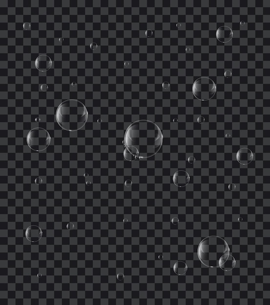 Burbujas de jabón o agua en el elemento de diseño vectorial de fondo de transparencia EPS10 ilustración