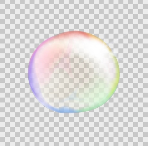 Burbujas de jabón transparentes de arco iris Gotas de colores Ilustración vectorial