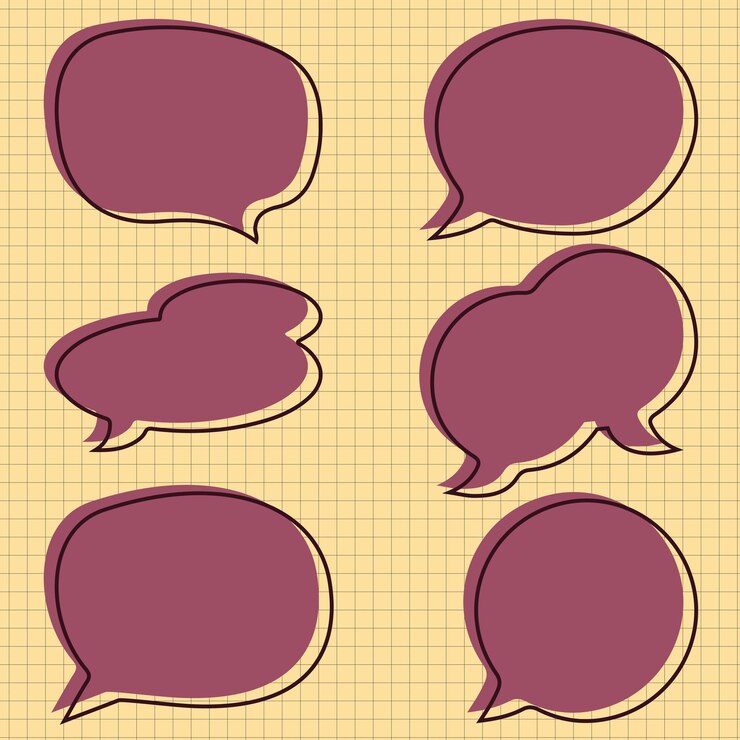 Vector burbujas juego de dibujos de voz de diferentes formas nube de texto cómico vacío ilustración vectorial