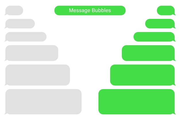 Burbujas de mensajes vectoriales en blanco Burbuja de voz de chat o mensajero Marco de texto de SMS Envío de mensajes cortos