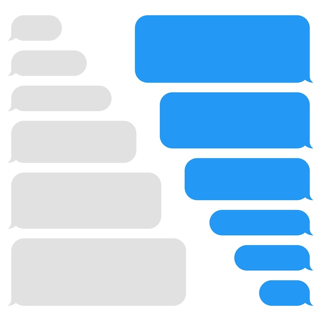 Burbujas de mensajes vectoriales en blanco Chat o burbujas de discurso de mensajería Marco de texto SMS Envío de mensajes cortos