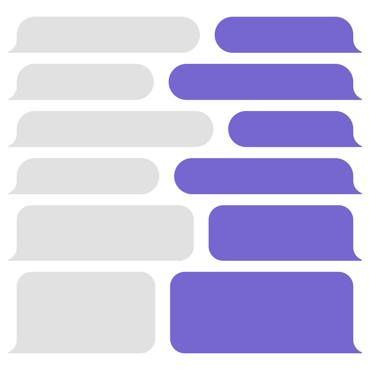 Vector burbujas de mensajes vectoriales en blanco chat o burbujas de discurso de mensajería marco de texto sms envío de mensajes cortos
