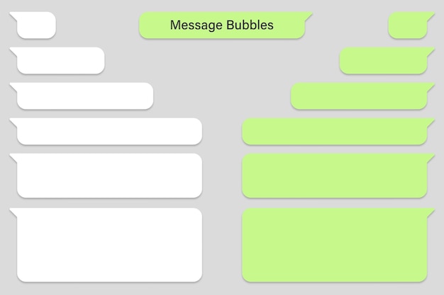 Burbujas de mensajes vectoriales en blanco chat o mensajero burbuja de voz sms marco de texto envío de mensajes cortos