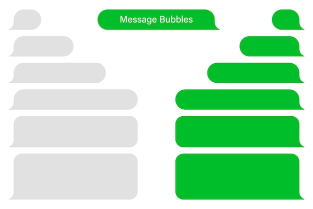 Burbujas de mensajes vectoriales en blanco chat o mensajero burbuja de voz SMS marco de texto envío de mensajes cortos