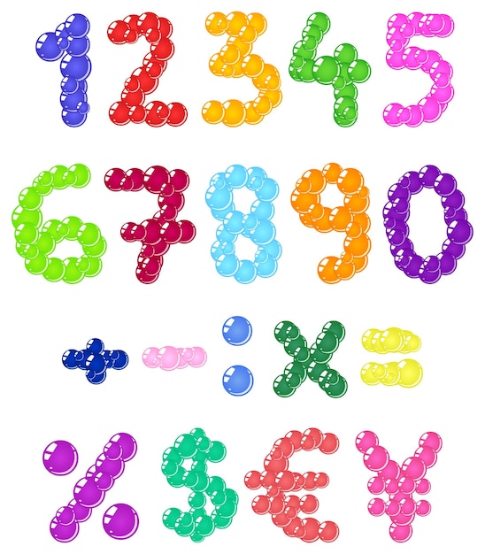 Burbujas Números Matemáticas y Monedas Conjunto de signos