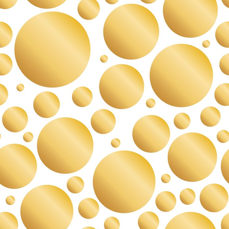 Vector burbujas de oro en patrones sin fisuras de fondo blanco