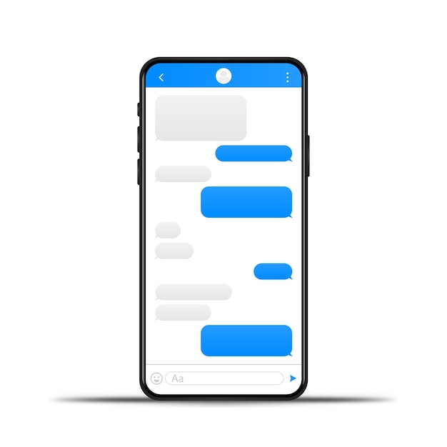 Vector burbujas de plantilla de mensaje de chat de teléfono. coloque su propio texto en las nubes de mensajes