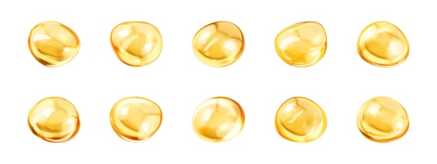 Burbujas de suero de colágeno dorado esencia cosmética aceite o suero de burbujas amarillas dorado