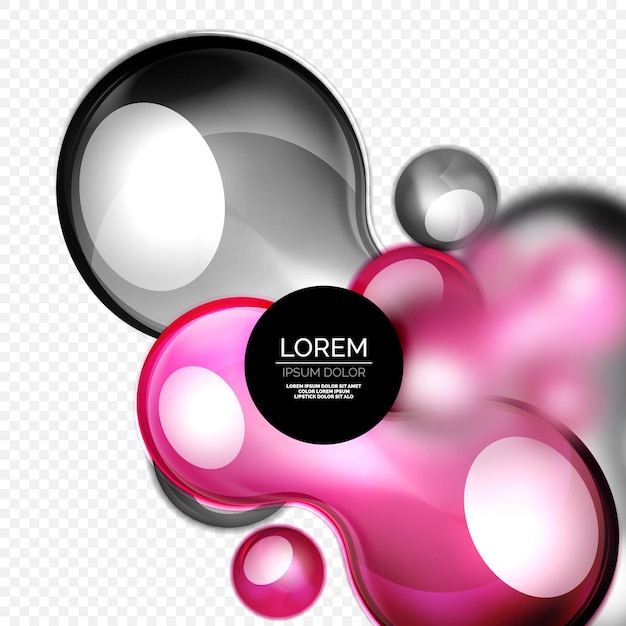 Burbujas de vidrio púrpura en diseño líquido techno moderno gris ilustración vectorial