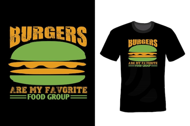 Burger camiseta diseño tipografía vintage