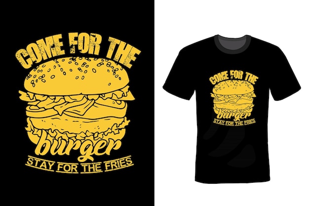 Burger camiseta diseño tipografía vintage