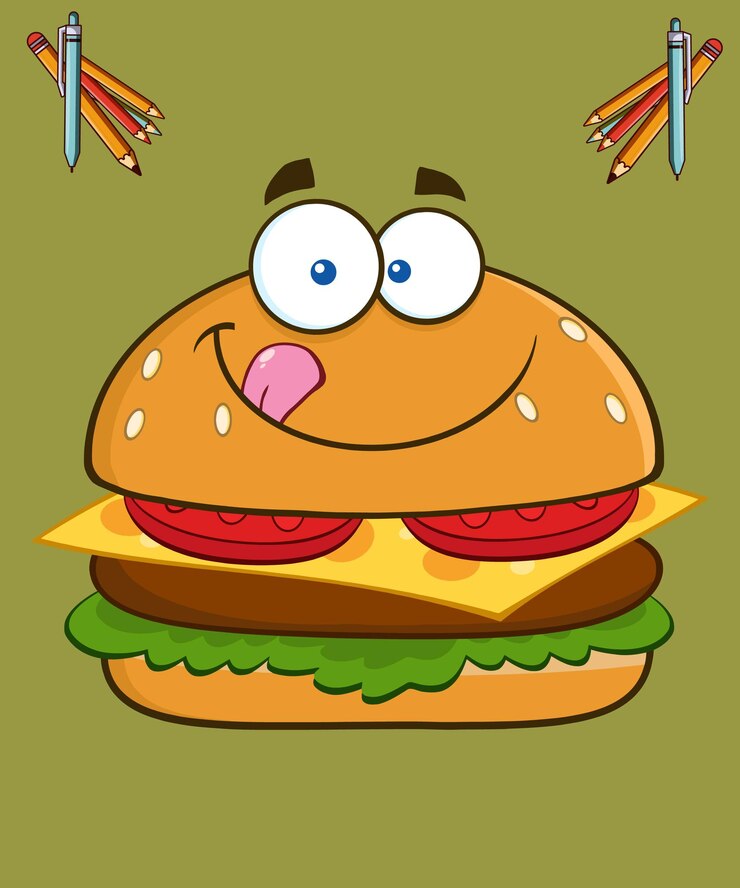 Vector burger cheese con fuego icono vectorial de dibujos animados