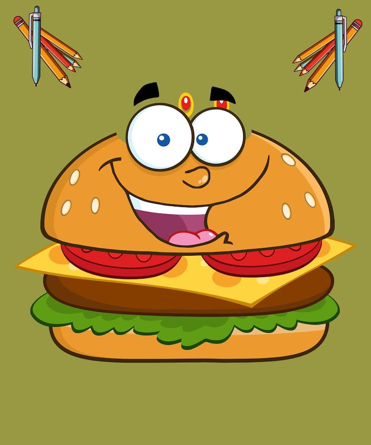 Vector burger cheese con fuego icono vectorial de dibujos animados