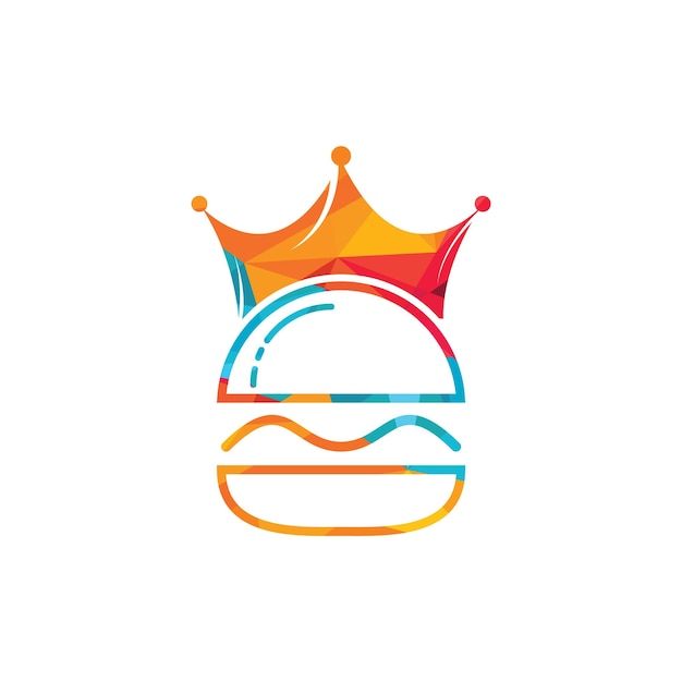 Burger con el concepto del logotipo del icono de la corona