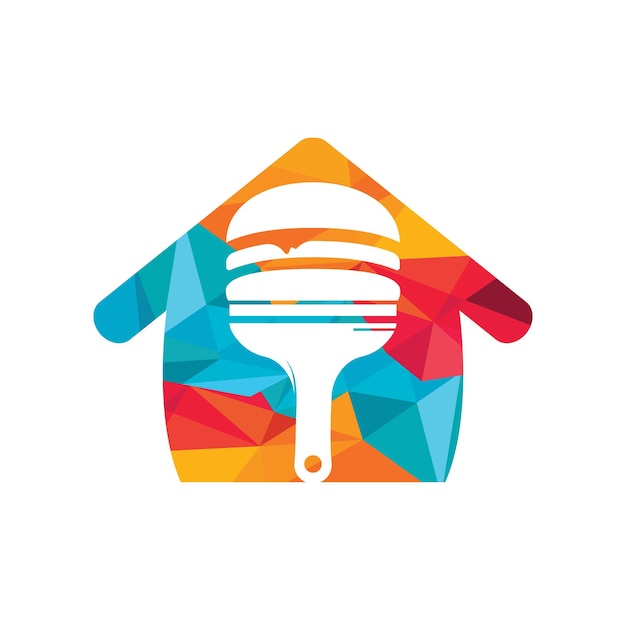 Burger con diseño de logotipo del icono del pincel