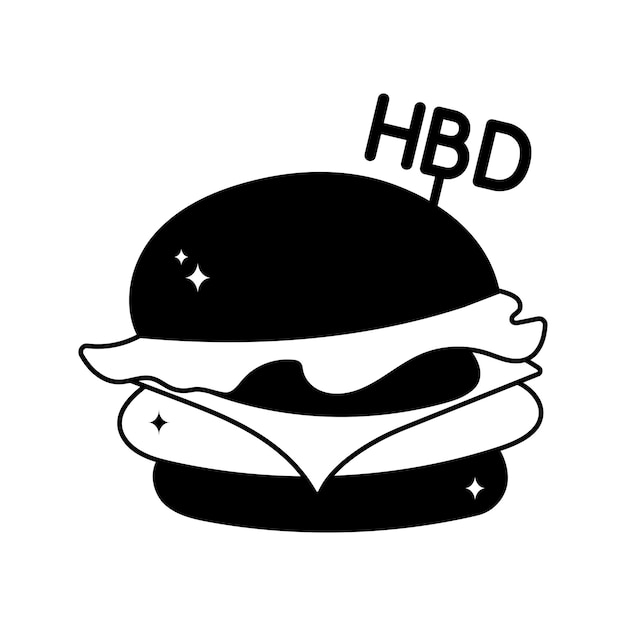 burger doodle vector contorno Etiqueta engomada EPS 10 archivo