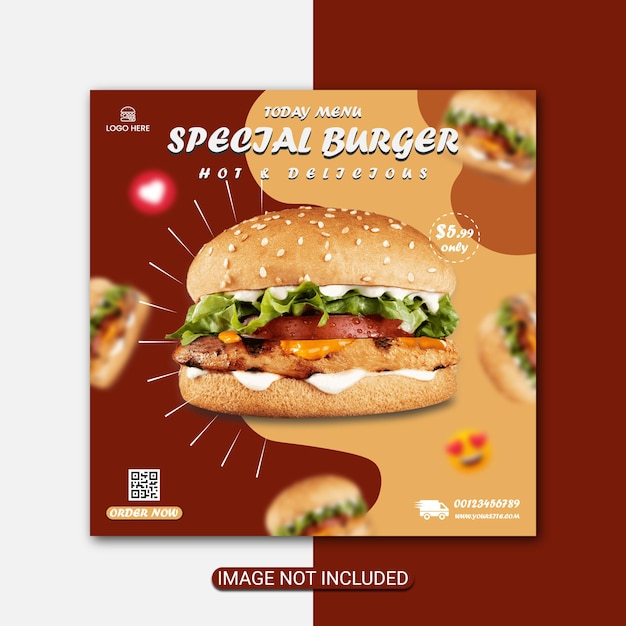 Burger flyer template banner poster anuncios diseño vector premium