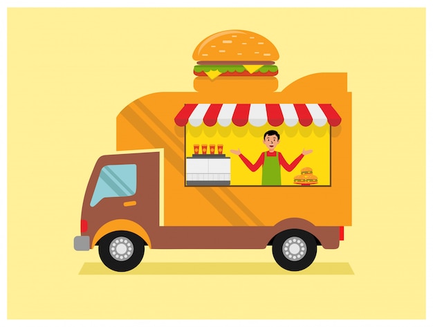 Vector burger food truck