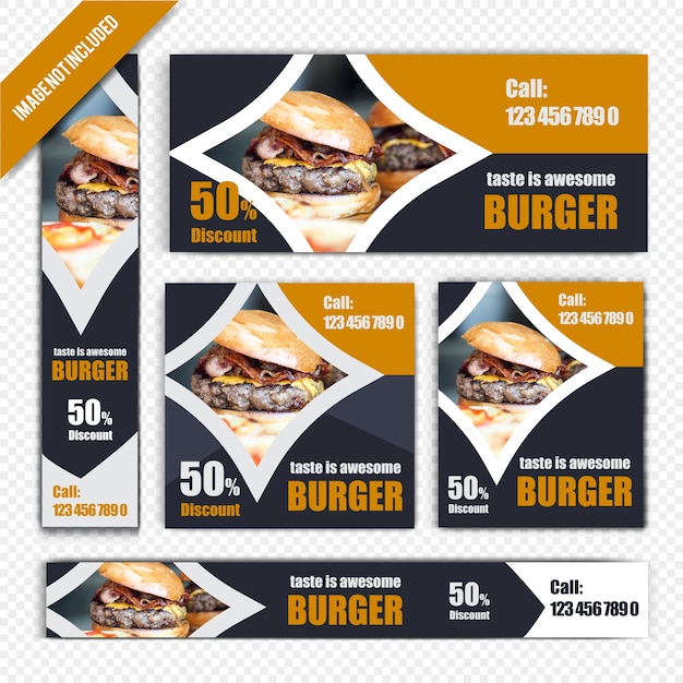 Burger food web banner set para restaurante