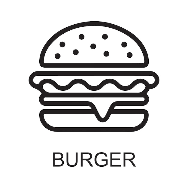 Burger Line Art Icon estilo de logotipo del icono de la hamburguesa Símbolo de contorno negro para comida y comida rápida