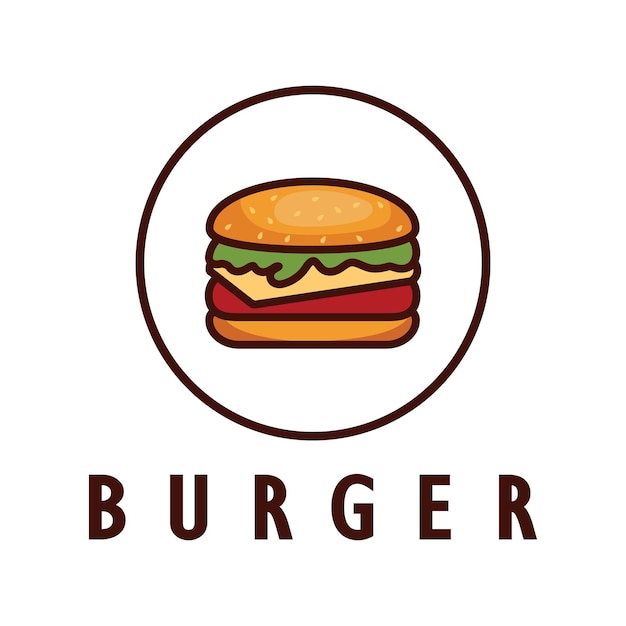 Burger logo ilustración restaurante emblema café hamburguesa y fábrica etiqueta vector de comida rápida