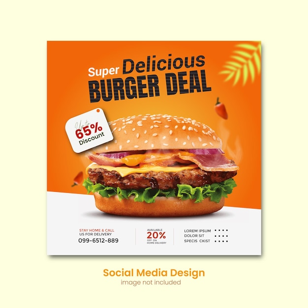 Burger Minimal Diseño de publicaciones en las redes sociales