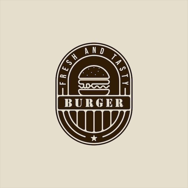 Burger o hamburguesa logo vintage vector ilustración plantilla icono diseño gráfico emblema o etiqueta comida rápida signo y símbolo
