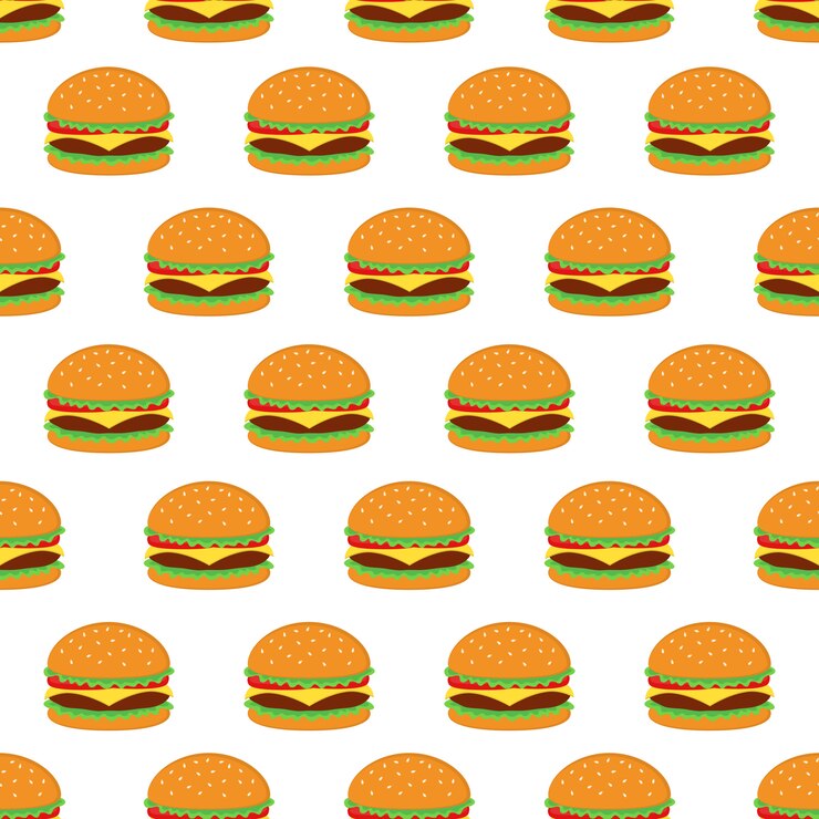 Burger Seamless Pattern Background Vector Design