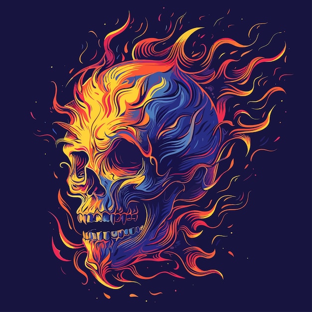 Vector burning_abstract_skull_vector_illustración (en inglés)