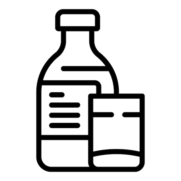 Burnout bebida botella icono contorno vector Estrés mental Sobrecarga de trabajo