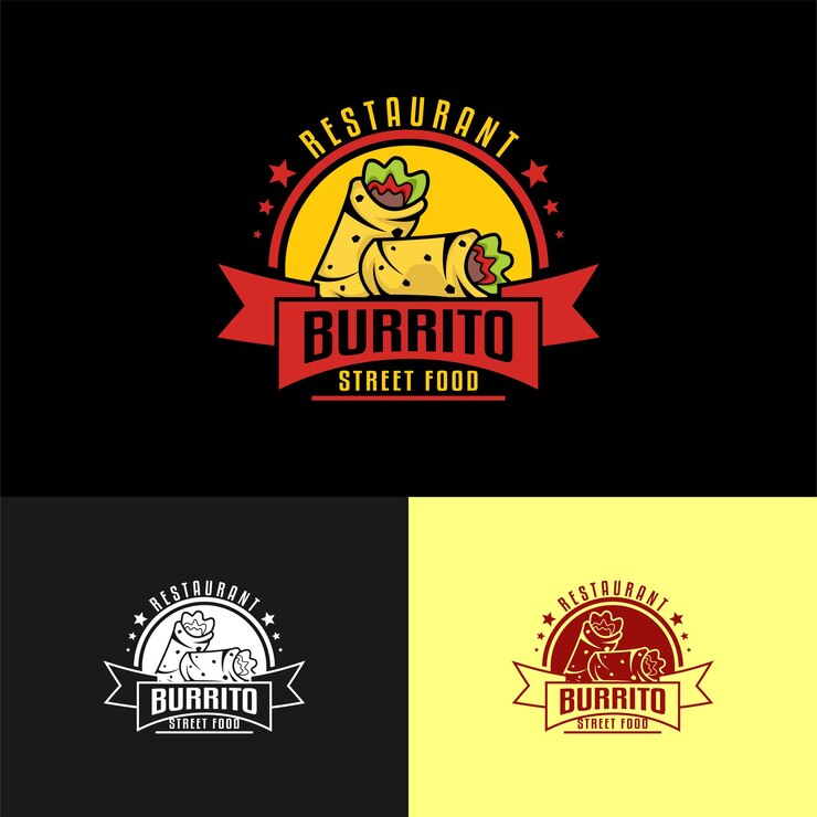 Vector burrito logotipo de comida tradicional mexicana pegatina estampa de etiqueta del emblema