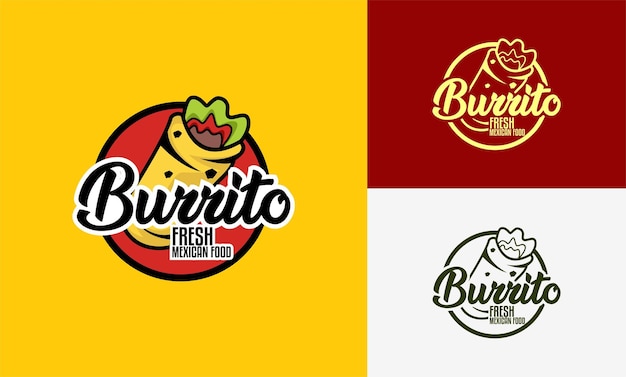 burrito logotipo de comida tradicional mexicana pegatina estampa de etiqueta del emblema