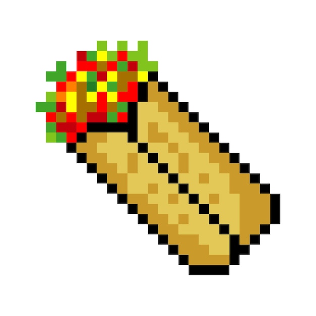 Burritos de comida mexicana en estilo pixel art